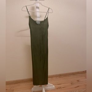 Urban Outfitters Olive Green Satin Slip Dress Size M